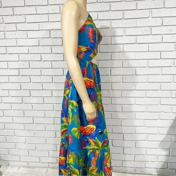 Farm Rio Women’s Blue Sunny Day One-shoulder Maxi Dress - Size M - Picture 13 of 16